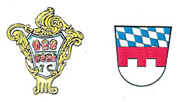 Zwei Wappen auf weißem Hintergrund