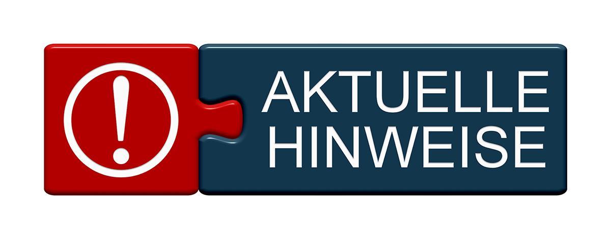 Aktuelle Hinweise - Schriftzug